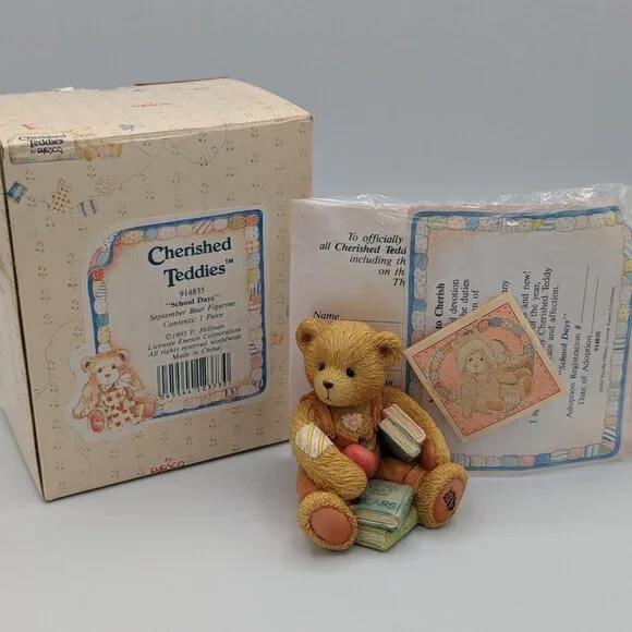 Cherished Teddies 1993 Seth School Days September Bear Figurine (914835) - Picture 2 of 11